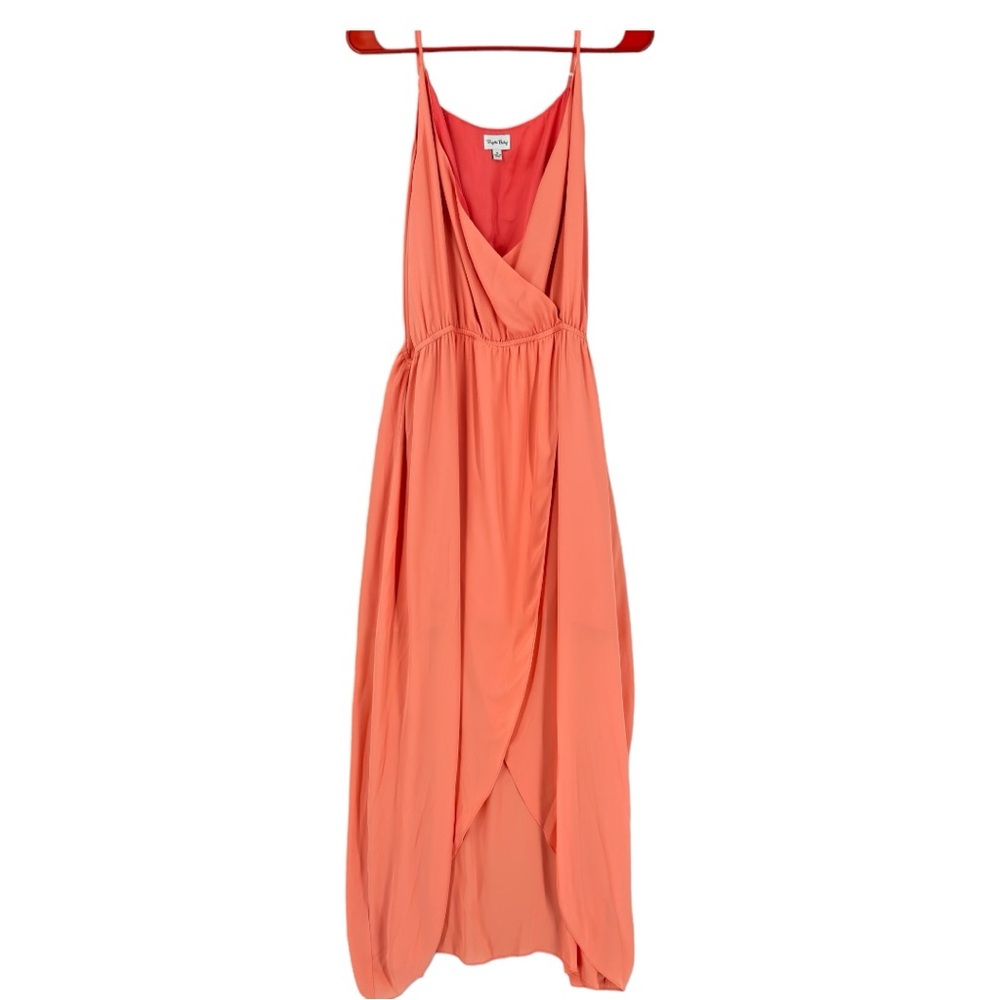 Brigette Bailey Women’s Sleeveless Faux Wrap Midi Dress Salmon Size XL